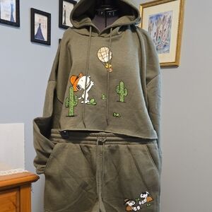 2 Piece Peanuts Olive Green Apparel with Logo